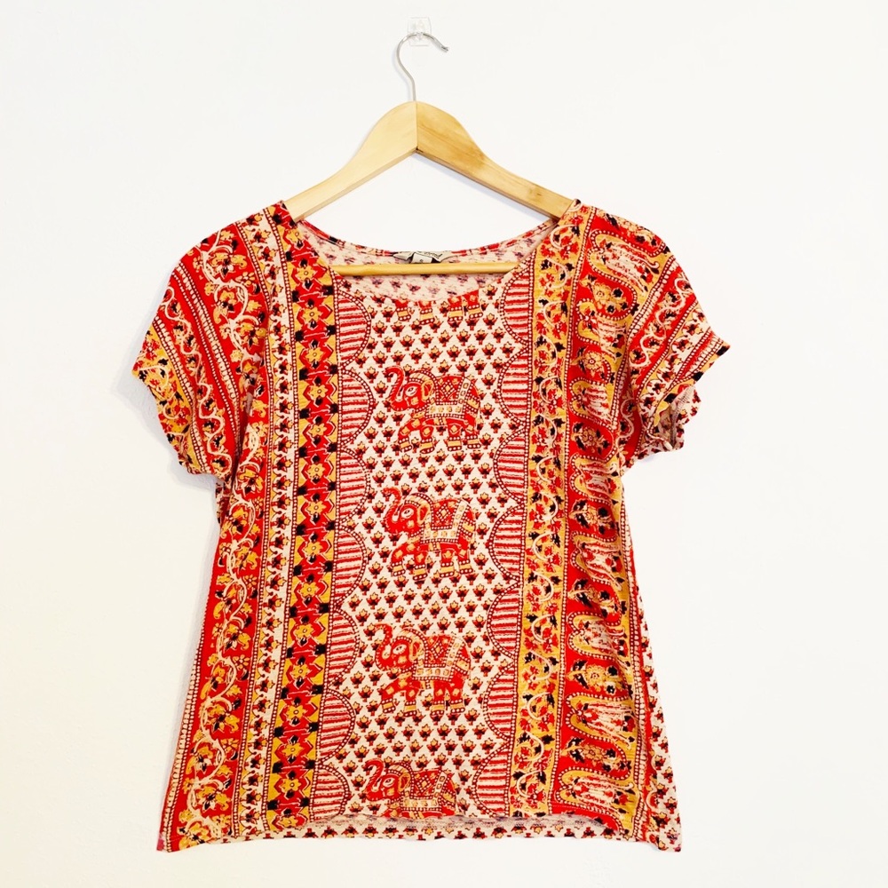 LUCKY BRAND Elephant Patterned Tee